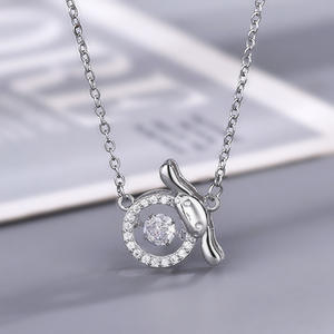 Collier pendentif dessin animé XL1519 en argent 925 avec strass en cristal taille brillant rond, mignon, pour usage quotidien, unisexe, chaîne à maillons - Product Image 3
