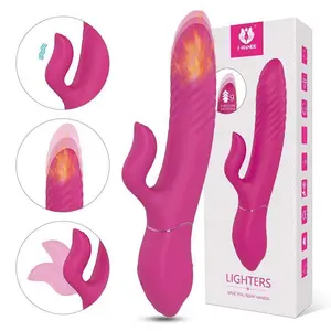 Amorlady silicon G Spot wireless Telescopic Rabbit av long handle vibrators in adult sex toys products women female