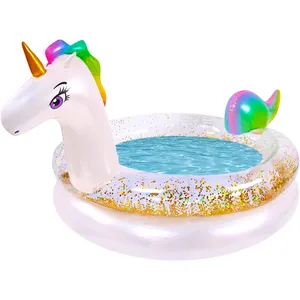 Kolam renang tiup Unicorn pelangi, kolam renang di luar ruangan dan dalam ruangan kualitas tinggi untuk bermain air