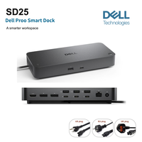 Base de Conexión Inteligente USB-C Dell SD25, 130W PD, Pantalla Cuádruple DP, RJ45 2.5GbE, Base Empresarial