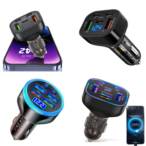<span class=keywords><strong>Chargeur</strong></span> de voiture USB <span class=keywords><strong>5</strong></span> en 1 tendance, 30W, avec 2 ports USB A, adaptateur de charge rapide multi-ports avec voltmètre pour <span class=keywords><strong>iPhone</strong></span>, livraison directe - Product Image 1