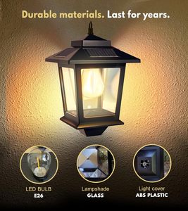 Lámpara Solar de Pared Resistente a la Intemperie IP44, Antioxidante, Encendido Automático al Anochecer, LED Blanco Cálido de 3000K, Lámpara Colgante de Pared para Jardín y Porche Delantero - Product Image 4