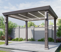 Pérgola de Gran Envergadura de Aleación de Aluminio con Techo de Láminas Motorizadas, Pabellón Impermeable con Luces LED y Pantalla Lateral Enrollable