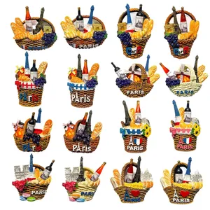Europe France Tour Eiffel Pain Français <span class=keywords><strong>Paris</strong></span> Aimant de Réfrigérateur 3D en Forme de Panier Souvenirs Touristiques Autocollants Magnétiques - Product Image 1