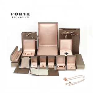 FORTE wholesale high end gold luxury custom logo Leather jewellery boxes packaging necklace earring jewelry box