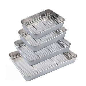 Stainless Steel Square Roasting Tray Grid for Home Kitchen for Fruit Biscuit <b>BBQ</b> Bread Mat for Pans & Baking Sheets - Product Image 1