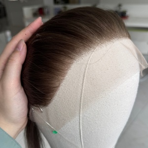 Topper capillaire en dentelle HD brun cendré pour couvrir la ligne des <span class=keywords><strong>cheveux</strong></span>, idéal pour les zones à repousse lente, 1,5x11 pouces, couverture d'oreille à oreille, en <span class=keywords><strong>cheveux</strong></span> humains, avec fil halo - Product Image 3