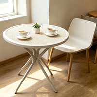 Table ronde d'extérieur en plastique imitation rotin, ensemble de 2 chaises, résistant aux intempéries, mobilier de patio, mesa pour balcon, jardin, cour