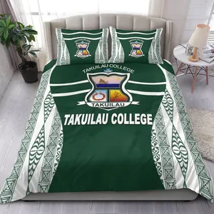 Custom Printed Super Soft Duvet Bedding Set 2024 Spring Back to School Gift Takuilau College Tongan Patterns Bedding Set