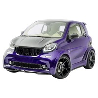 Kit carrosserie style MS en fibre de carbone véritable pour Smart Fortwo C453, comprenant : Lame avant, diffuseur arrière, jupes latérales et capot en fibre de carbone sèche