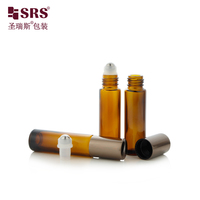 Flacon roll-on en verre ambré vide de 10 ml, sans fuite, applicateur pour huiles essentielles