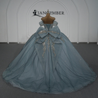 Robes de bal Jancember XYBB07 magnifiques bleues, style empire, épaules dénudées, pour les jeunes filles de 16 ans.