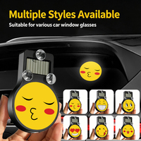 Lumière d'ambiance LED pour voiture à énergie solaire avec visage souriant Emoji, ventouse, lumière d'avertissement pour fenêtre de voiture, capteur de vibration sans fil