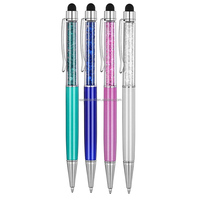 Stylo bille rempli de cristaux avec pointe tactile, logo personnalisé, liquide scintillant flottant, stylo promotionnel pour cadeau