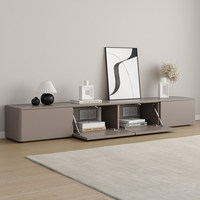 Ensemble de meubles TV haut de gamme design : Meuble TV en bois et table basse pour salon d'appartement avec rangement et tiroirs