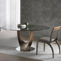 Ensemble de table à manger de luxe en marbre rond avec 12 places, design en métal