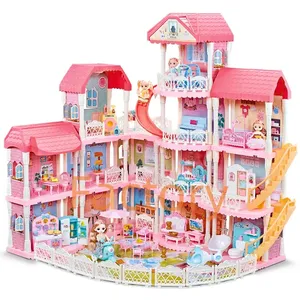 Juguetes Al Por Mayor | Большие подарки, миниатюрный 4-этажный Замок принцессы для игр, девушки, притворяясь, что играют в большой кукольный домик