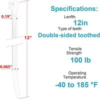 Attaches-câbles en nylon de haute qualité, incassables, 12 pouces, à double denture, résistance à la traction de 100 LBS, robustes, autobloquantes