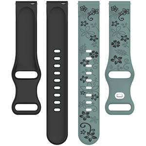 <span class=keywords><strong>Bracelet</strong></span> de montre en silicone gravé au laser motif floral <span class=keywords><strong>18mm</strong></span> 20mm 22mm pour <span class=keywords><strong>Garmin</strong></span> Forerunner 970/570/265 Huawei GT3 Samsung - Product Image 4