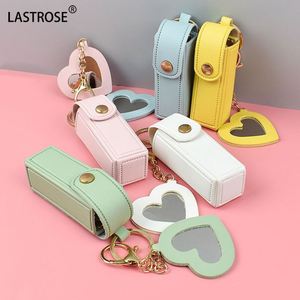 Portable PU Leather Lipstick Bag Creative <b>Small</b> Cosmetic <b>Mirror</b> Keychain Hanging Accessories for Makeup Tool Unique Gift Idea - Product Image 6