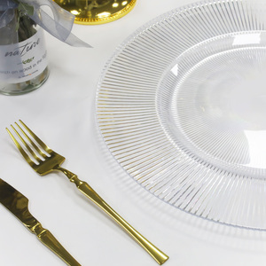 <span class=keywords><strong>Piatti</strong></span> in Plastica Dorata Trasparente di Nuovo Stile a Basso Prezzo per Matrimoni e Feste - Product Image 6