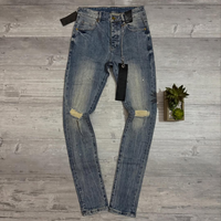 Jeans déchirés et usés personnalisés pour hommes, 100% coton, style vintage, lavage usé, impression sérigraphique, impression numérique DTG, personnalisable