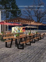Ensemble de mobilier de jardin en fer : Banc de parc, table et chaises avec dossiers, design minimaliste et moderne