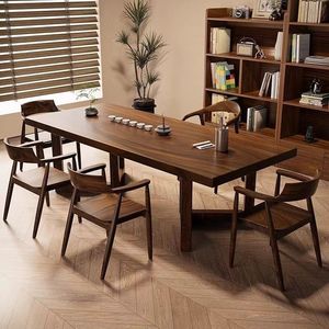Ensemble de table et chaises de salle à manger polyvalent en bois massif de noyer sud-américain, 6 pièces, meubles durables pour la salle à manger, pour tous les âges - Product Image 4