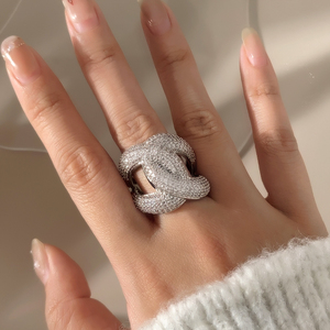 twisted <b>cross</b> hip hop Copper <b>ring</b> for women cubic synthetic zirconia jewelry with sparkling stones party wear hip hop jewelry - Product Image 3