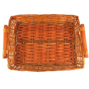 Rettangolo all'ingrosso <span class=keywords><strong>vassoio</strong></span> di stoccaggio di <span class=keywords><strong>vimini</strong></span> con eleganti manici in legno cesto regalo di frutta forniture - Product Image 3