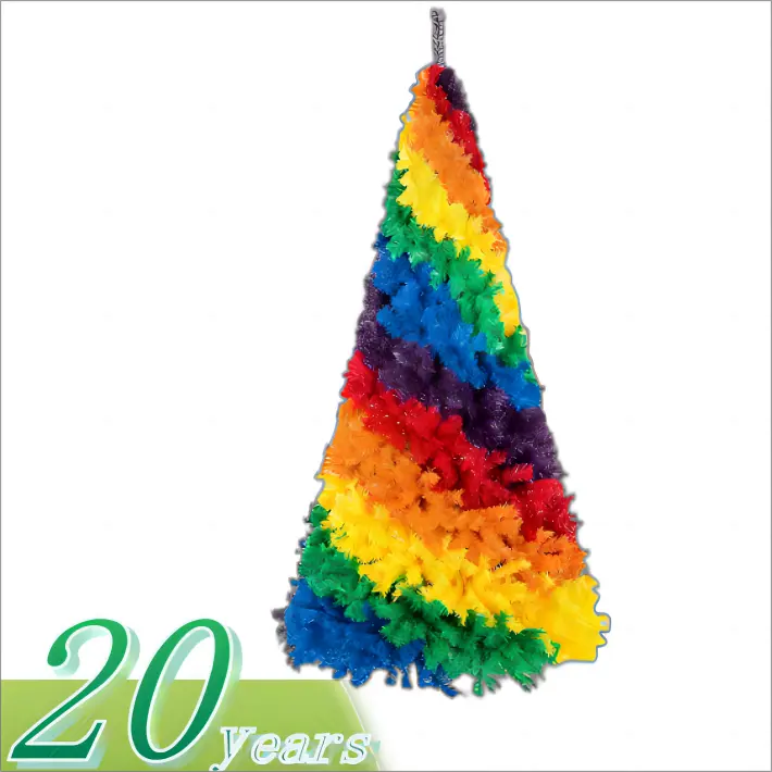 Árbol de Navidad arcoíris colorido de 7 pies, árbol de Navidad de abeto completo artificial con soporte de metal perfecto para decoración interior y exterior