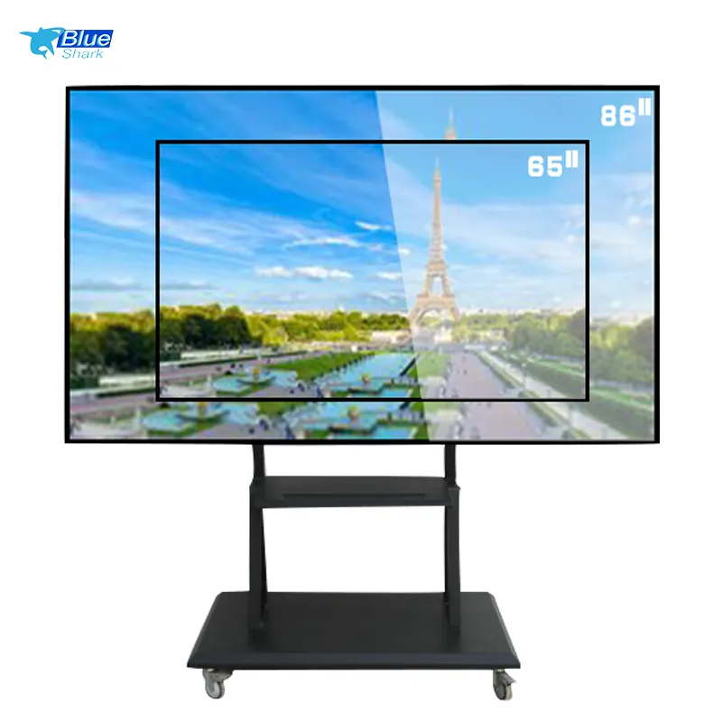 Mobile TV Cart with Wheels for 50-120 Inch LCD LED 4K Flat Curved Screen TVs- Height Adjustable Rolling TV Stand With Wheels