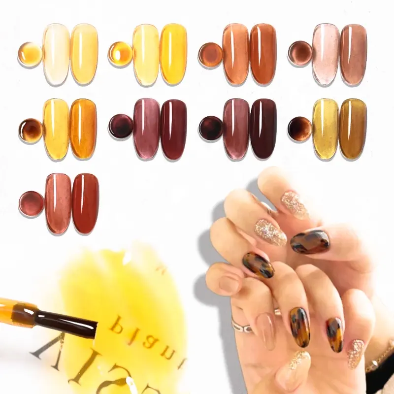 2022 New Trend Nail Art Design Amber Gel Polish Caramel Color UV LED Private Label Nails Polishes
