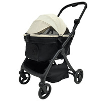 Poussette pliable portable en tissu Oxford pour chiens de taille moyenne, avec double frein, pour l'extérieur, transporteur à une seule étape
