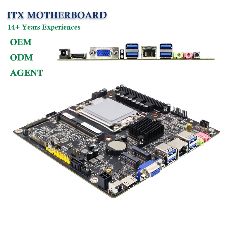 Mini-ITX Motherboard Core i3 i5 i7 12ª 13ª Geração CPU Motherboard VGA HD-MI Dual Display 2xDDR4 X86 Motherboards