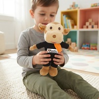 Jouet en peluche personnalisé de 25 cm, singe avec chemise et pantalon, rembourrage en polyester et coton PP, certifié CE, pour les enfants de 0 ans et plus