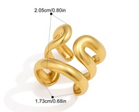 Edelstahl 18K Vergoldeter Spiralwellen-Offener Ring Klobiger Statement-Ring für Damen Modeschmuck