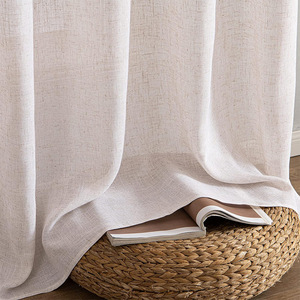 Voilages rustiques texturés en lin DaiRui <span class=keywords><strong>pour</strong></span> chambre à coucher, avec passe-tringle, en voile flammé filtrant la lumière - Product Image 5