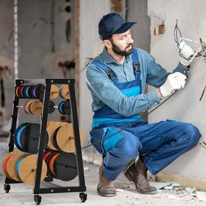 Soporte para Bobinas de Cable de Acero al Carbono de Tres Capas, Resistente, con Ruedas con Bloqueo, Negro, Multifuncional, para Herramientas de Garaje y Exteriores - Product Image 2