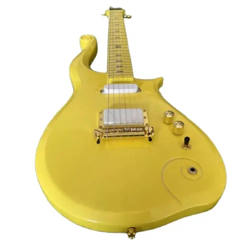 Guitare électrique Prince Cloud, guitare à corps jaune avec matériel doré personnalisé