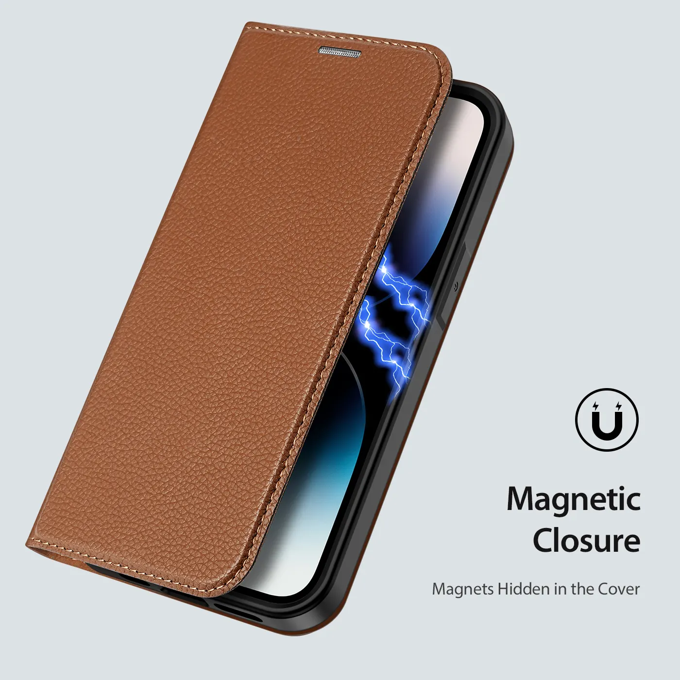 Coque en cuir pu magnétique x2 pour iphone 14 pro max plus, étui pour téléphone portable, porte-cartes, mains libres