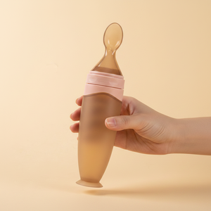 Cuillère-<span class=keywords><strong>biberon</strong></span> en silicone sans BPA avec base à ventouse, distributeur de nourriture à presser pour bébés, distributeur de céréales de riz pour nourrissons - Product Image 2