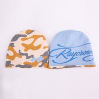 Bonnet d'hiver chaud et doux unisexe, réversible 2-en-1, en tissu jacquard haute densité, avec logo, style vintage sportif, motif camouflage