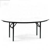 Table de banquet robuste pliable avec pieds en acier, plateau en contreplaqué, revêtement en PVC blanc, mobilier modulaire pour événements