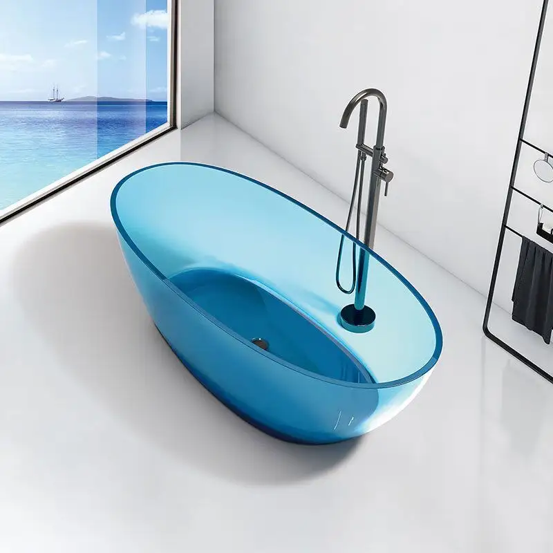 Высококачественные разноцветные прозрачные смоляные ванны с прозрачной поверхностью, прозрачная отдельно стоящая Ванна