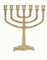 Menorah Judía Chapada en Oro Shah, Diseño de Estrella de 9 Brazos, Tamaño Personalizado para Decoración Navideña del Hogar, Uso en Iglesias