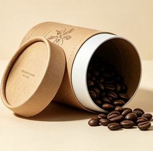 Vente en gros de boîtes à café en papier kraft écologiques, tube cylindrique personnalisé avec logo pour le stockage du café moulu - Product Image 4