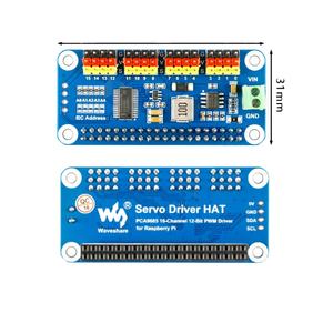 रास्पबेरी पी 16-चैनल 12-बिट i2c सर्वो ड्राइवर हैट (b) मोटर चालक मॉड्यूल - Product Image 2
