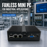 Düşük Güçlü Celeron N2840 Çift MSATA SATA Fansız Gömülü Bilgisayar 2 Lan 2 Com RS232 RS485 12V POS Kiosk için