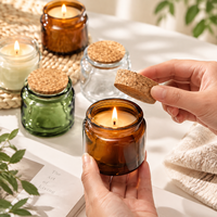 Stoples Lilin Kaca Tutup Gabus Wadah Heksagonal Bulat Dekorasi Rumah Hadiah Pernikahan Spa Grosir